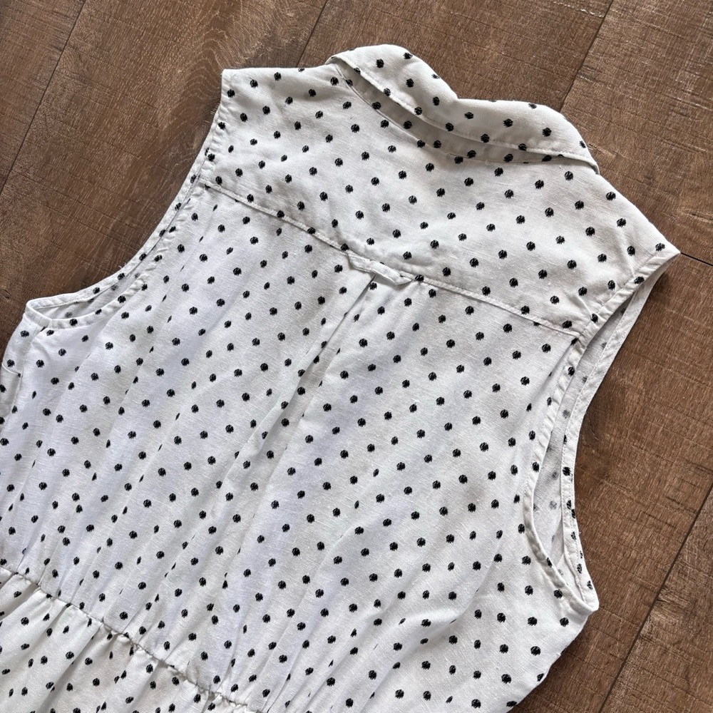 Ann Taylor Loft Women's White & Black Polka Dot Linen Shirt Dress Size 6 - Picture 12 of 17
